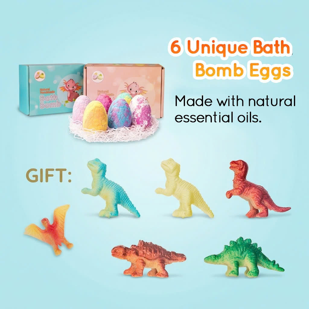 Dino Egg Bath Bomb Gift Set – 6 Surprise Eggs for Kids