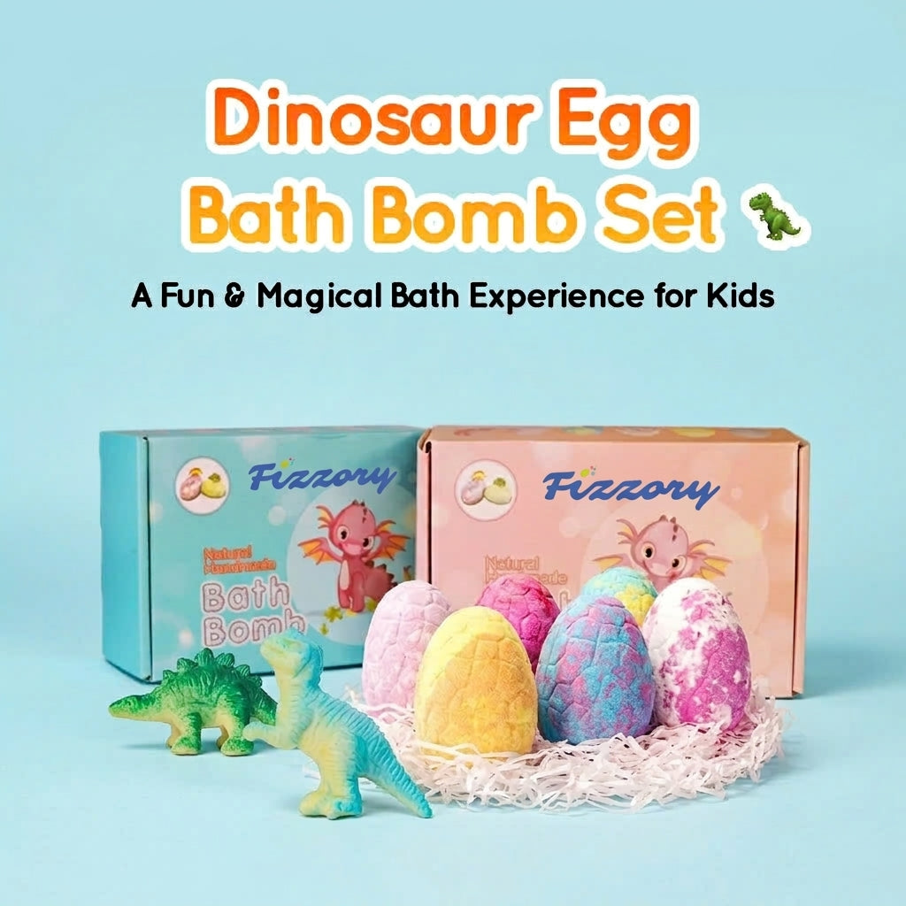 Dino Egg Bath Bomb Gift Set – 6 Surprise Eggs for Kids
