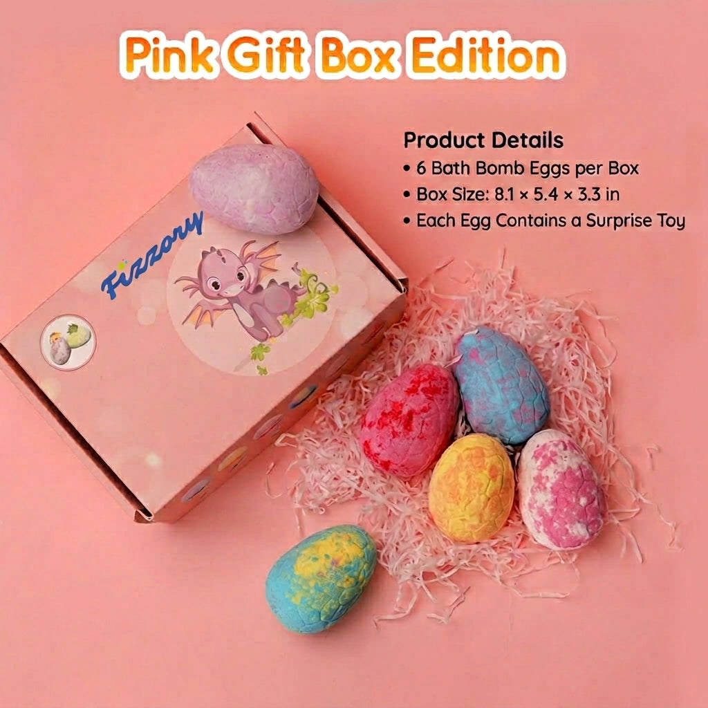 Dino Egg Bath Bomb Gift Set – 6 Surprise Eggs for Kids