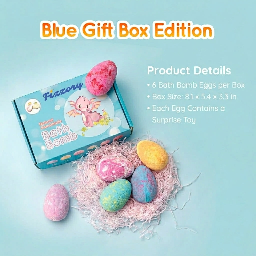 Dino Egg Bath Bomb Gift Set – 6 Surprise Eggs for Kids