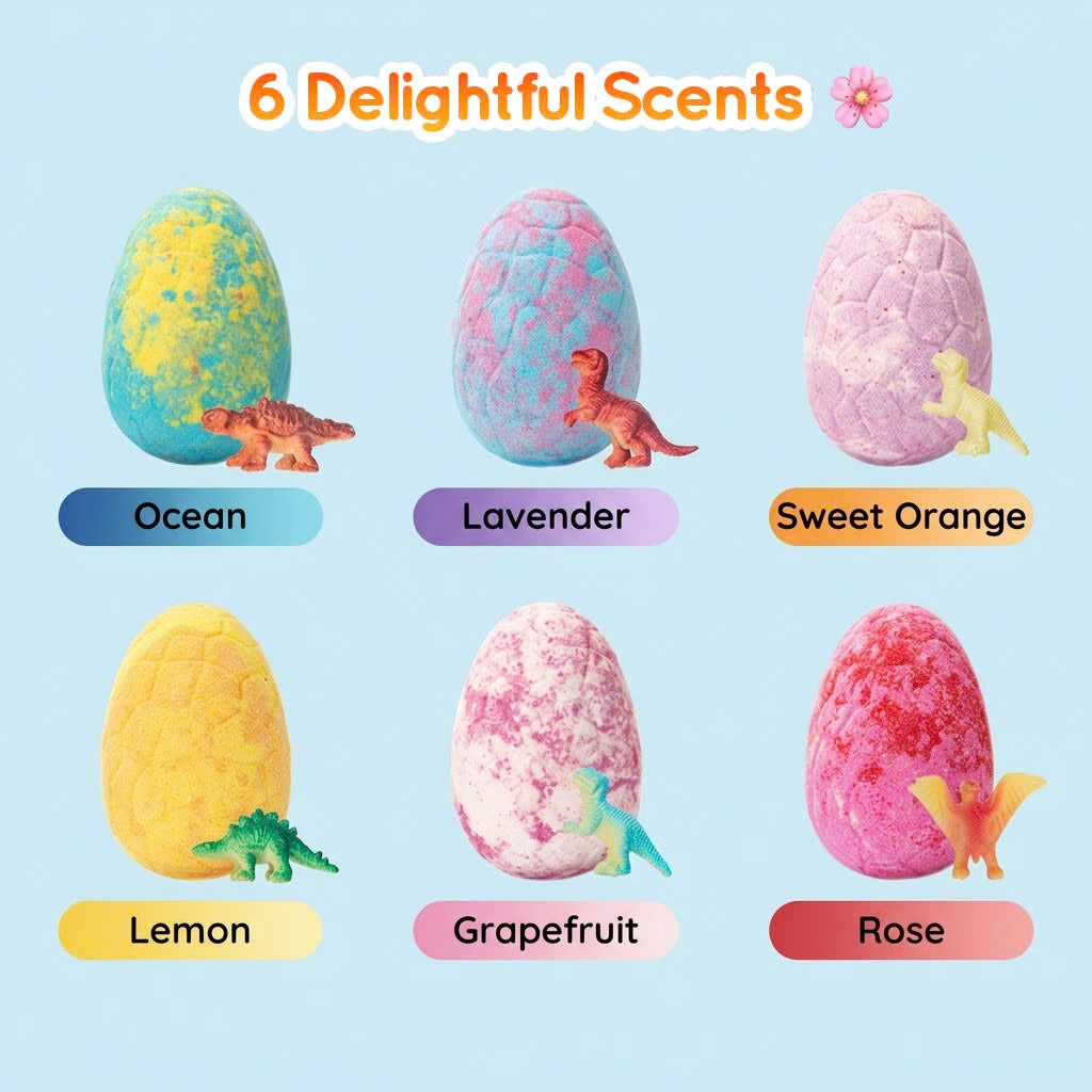 Dino Egg Bath Bomb Gift Set – 6 Surprise Eggs for Kids